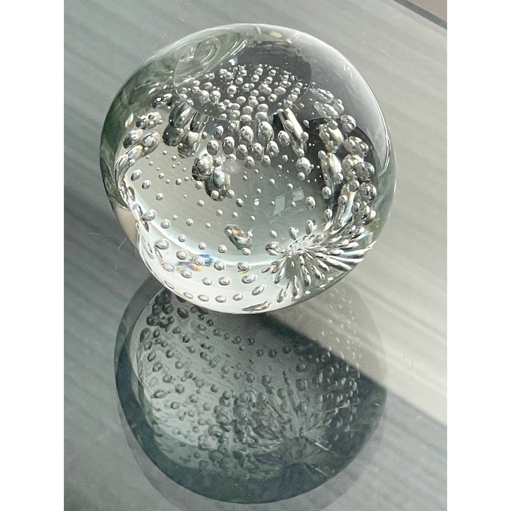 Bubble Clear Glass Paperweight Controlled Bubble Art Vintage 2.75 Inch - Picture 7 of 16